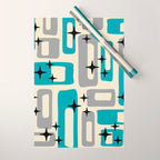 Mid Century Modern Decoration Kitsch 223 Blue and Gray Wrapping Paper Gallery Image 1