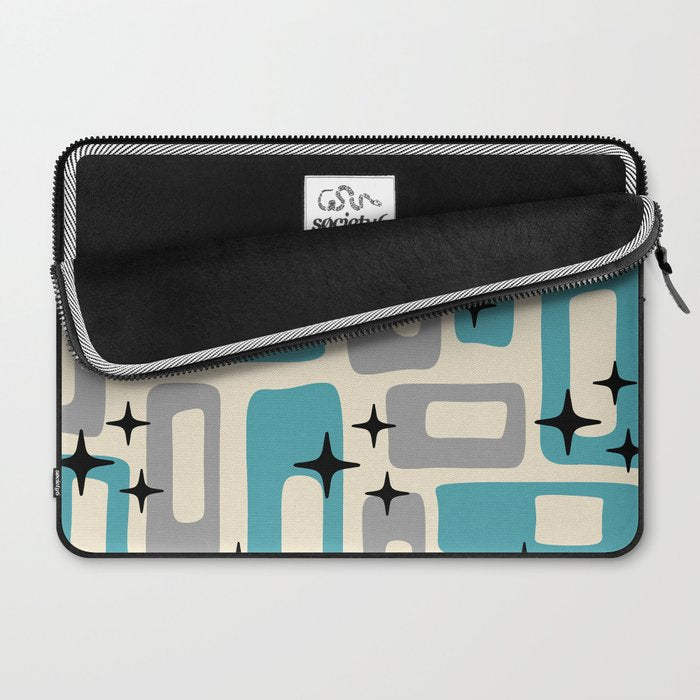 Mid Century Modern Decoration Kitsch 223 Blue and Gray Laptop Sleeve Gallery Image 2