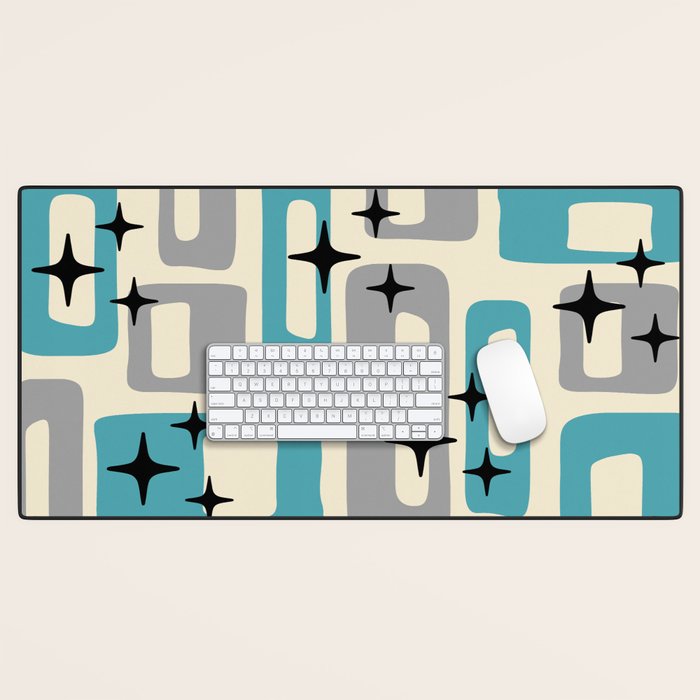 Mid Century Modern Decoration Kitsch 223 Blue and Gray Desk Mat Gallery Image 1