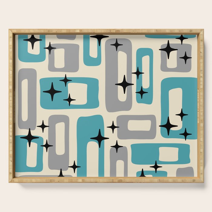 Mid Century Modern Decoration Kitsch 223 Blue and Gray Serving Tray Gallery Image 1