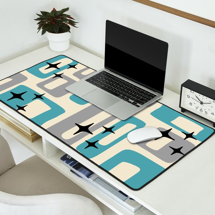 Mid Century Modern Decoration Kitsch 223 Blue and Gray Desk Mat Gallery Image 2