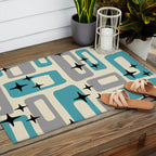 Mid Century Modern Decoration Kitsch 223 Blue and Gray Outdoor Rug Gallery Image 2