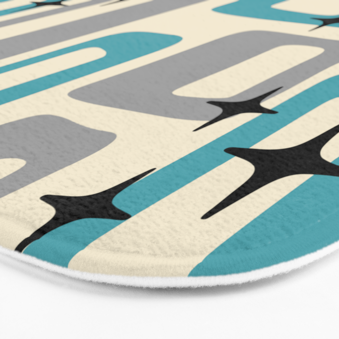 Mid Century Modern Decoration Kitsch 223 Blue and Gray Bath Mat Gallery Image 3