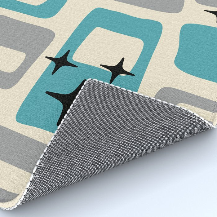 Mid Century Modern Decoration Kitsch 223 Blue and Gray Rug Gallery Image 4