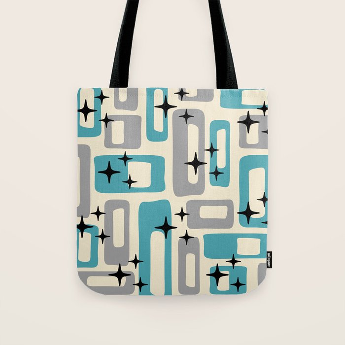 Mid Century Modern Decoration Kitsch 223 Blue and Gray Tote Bag Gallery Image 1