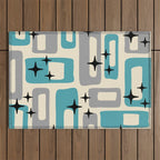 Mid Century Modern Decoration Kitsch 223 Blue and Gray Outdoor Rug Gallery Image 1