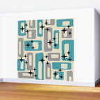 Mid Century Modern Decoration Kitsch 223 Blue and Gray Wall Mural Gallery Image 2