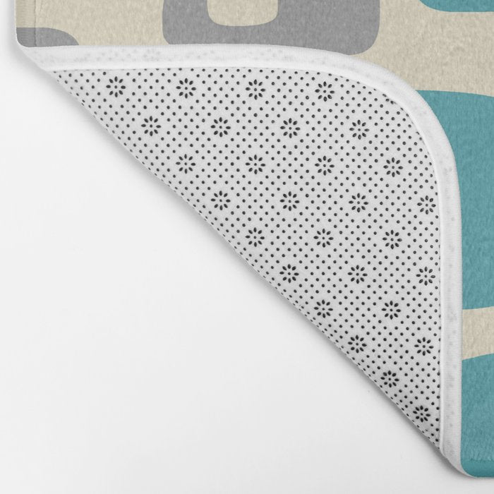 Mid Century Modern Decoration Kitsch 223 Blue and Gray Bath Mat Gallery Image 2