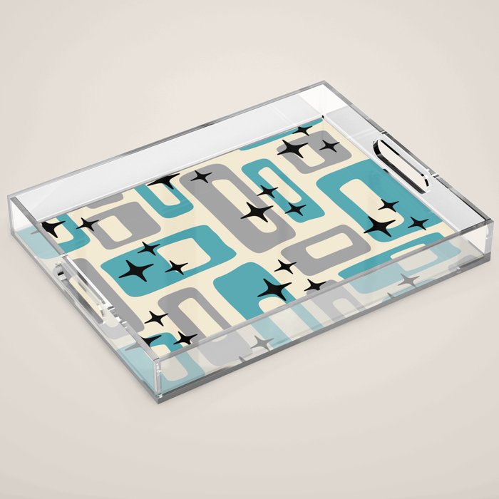 Mid Century Modern Decoration Kitsch 223 Blue and Gray Acrylic Tray Gallery Image 1
