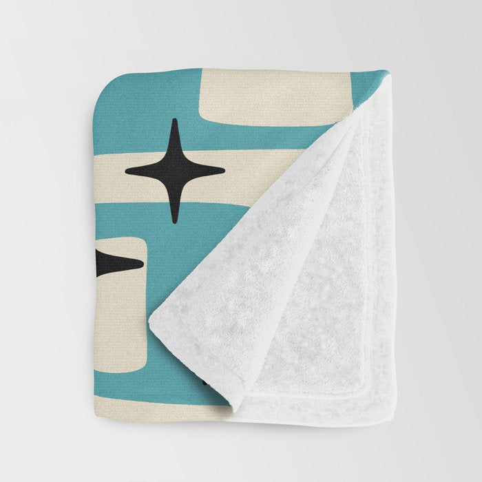 Mid Century Modern Decoration Kitsch 223 Blue and Gray Throw Blanket Gallery Image 3