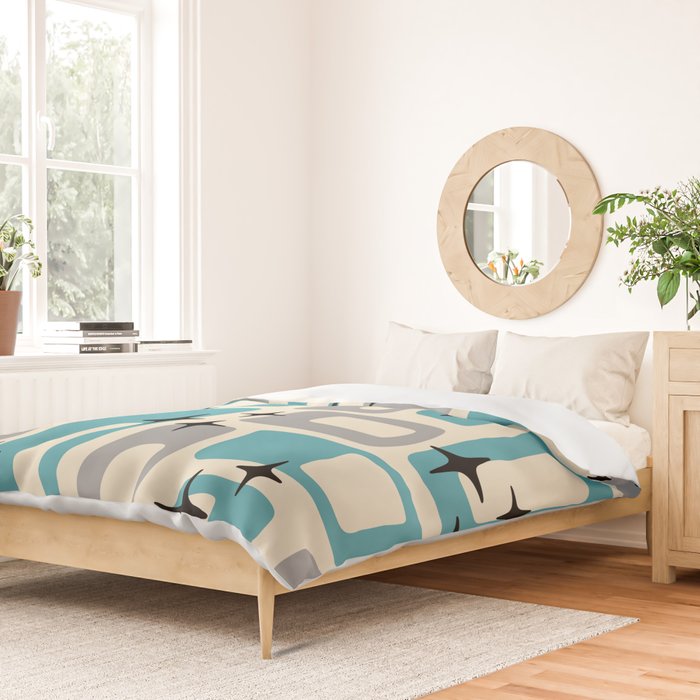 Mid Century Modern Decoration Kitsch 223 Blue and Gray Duvet Cover Gallery Image 2