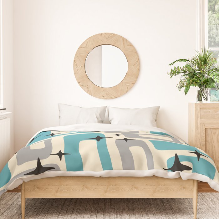 Mid Century Modern Decoration Kitsch 223 Blue and Gray Duvet Cover Gallery Image 3