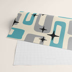 Mid Century Modern Decoration Kitsch 223 Blue and Gray Wrapping Paper Gallery Image 2