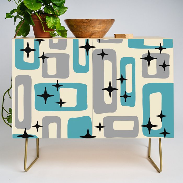 Mid Century Modern Decoration Kitsch 223 Blue and Gray Credenza Gallery Image 1