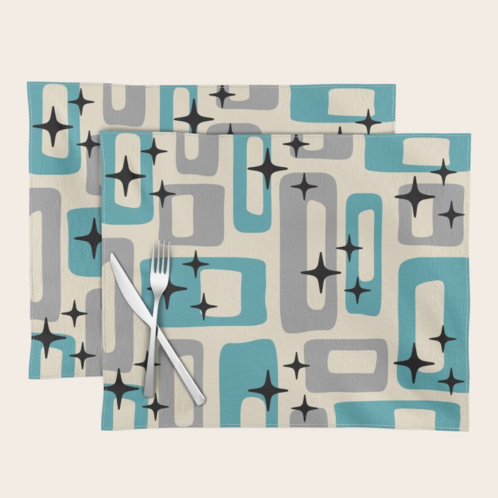 Mid Century Modern Decoration Kitsch 223 Blue and Gray Placemat Gallery Image 1