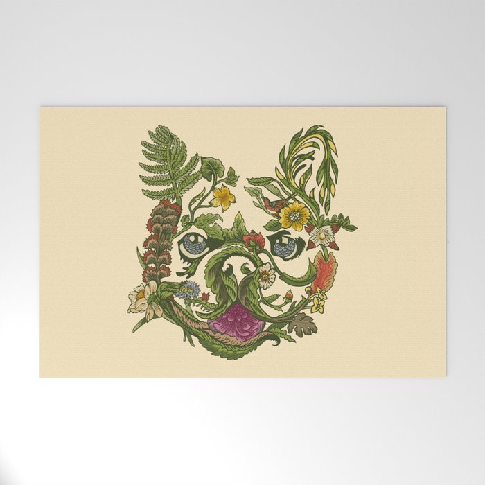 Botanical French Bulldog Welcome Mat Gallery Image 1