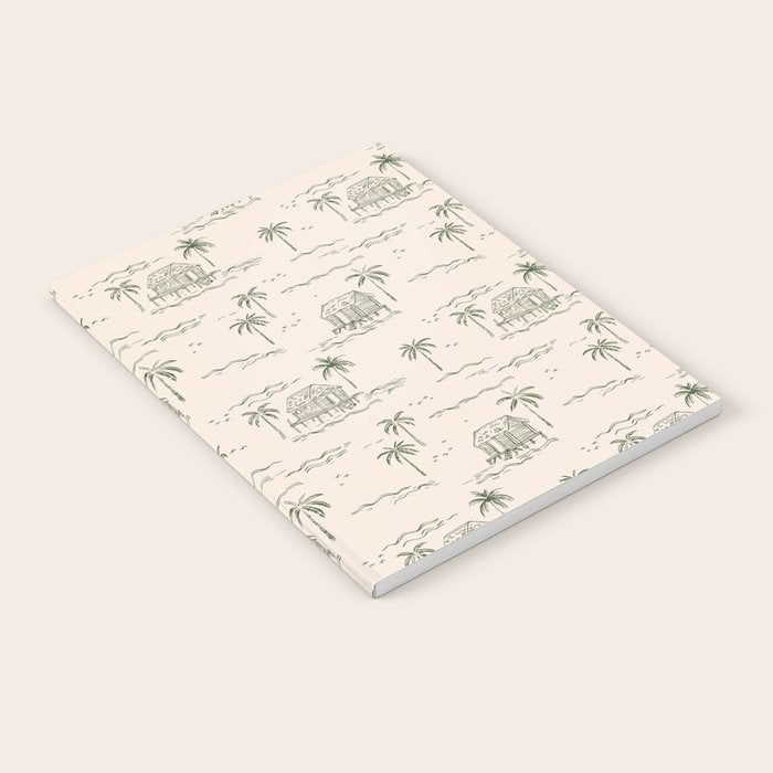 Vintage palm tree beach house pattern Notebook Gallery Image 2