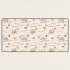 Vintage palm tree beach house pattern Desk Mat Gallery Image 3
