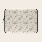 Vintage palm tree beach house pattern Laptop Sleeve Gallery Image 1