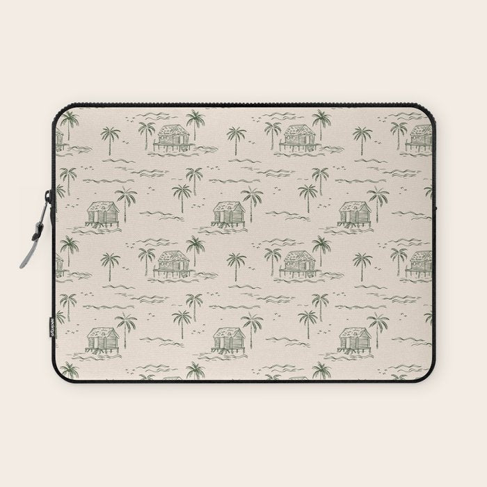 Vintage palm tree beach house pattern Laptop Sleeve Gallery Image 1