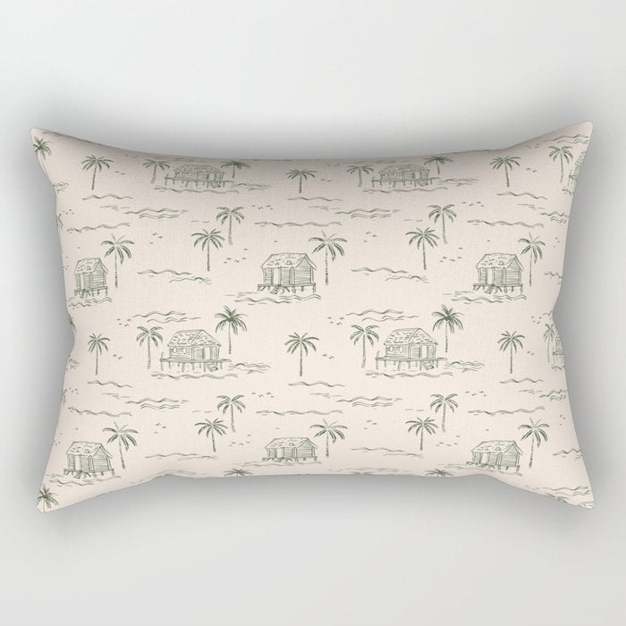 Vintage palm tree beach house pattern Rectangular Pillow Gallery Image 2