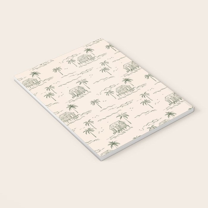 Vintage palm tree beach house pattern Notebook Gallery Image 3