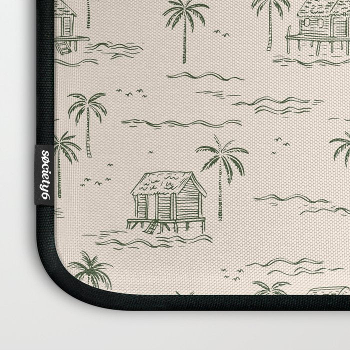 Vintage palm tree beach house pattern Laptop Sleeve Gallery Image 3