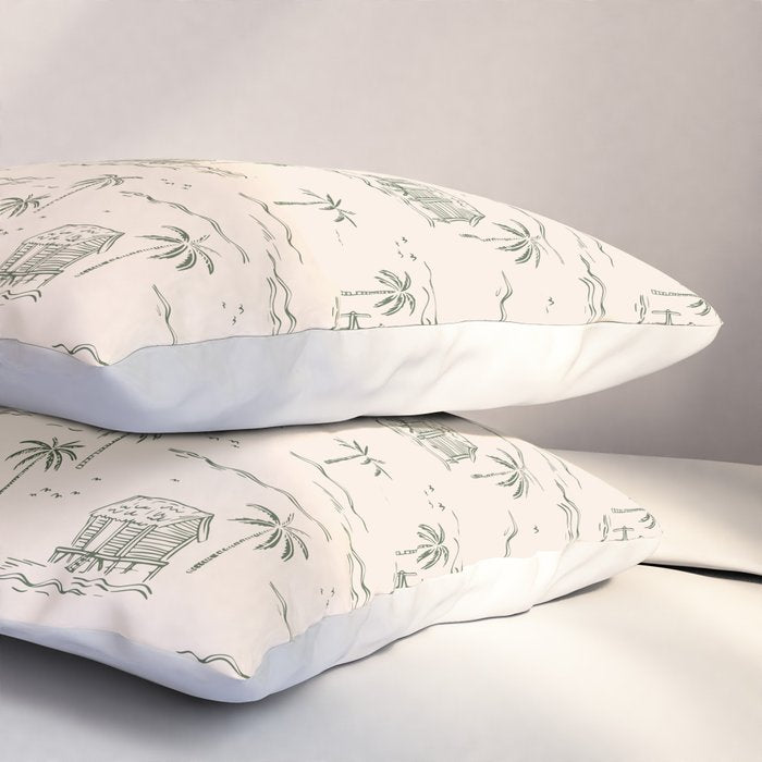 Vintage palm tree beach house pattern Pillow Sham Gallery Image 3