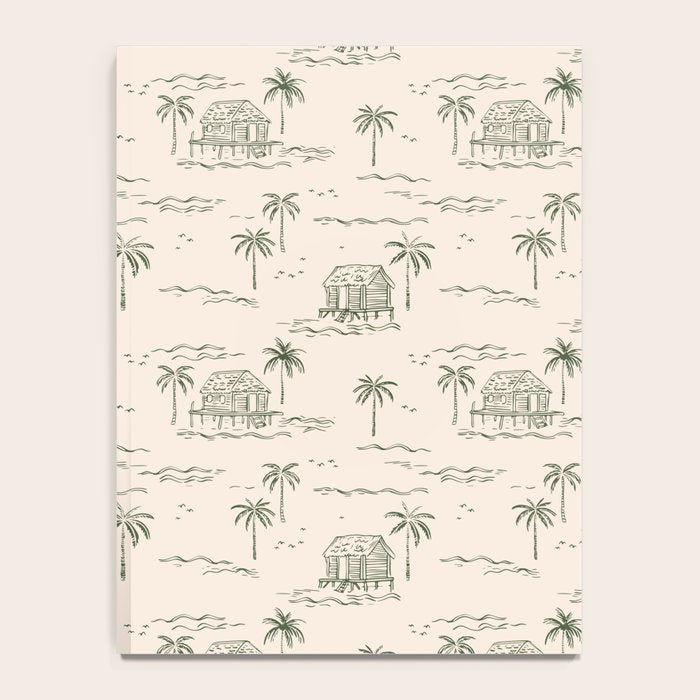 Vintage palm tree beach house pattern Notebook Gallery Image 4
