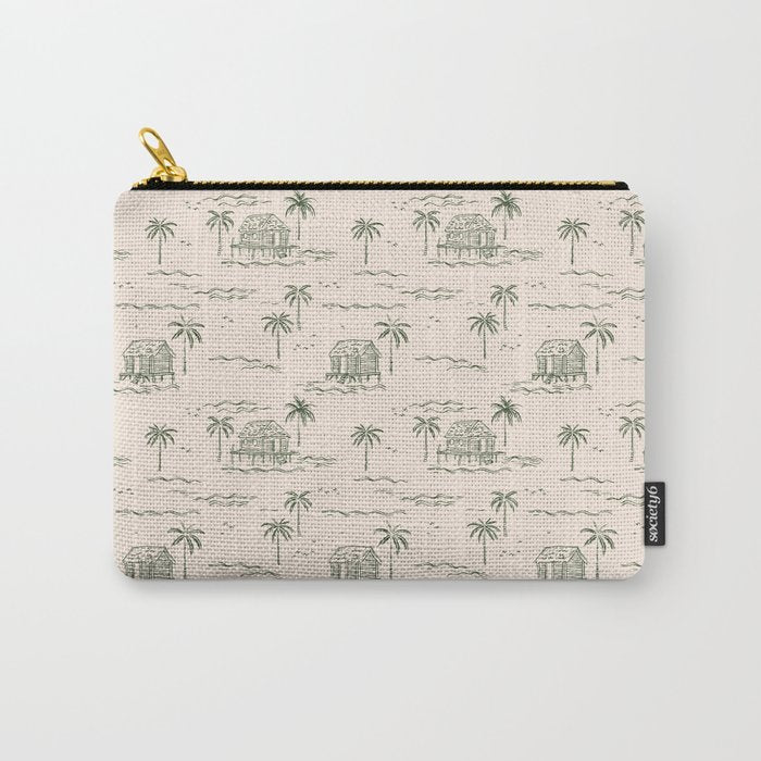 Vintage palm tree beach house pattern Carry All Pouch Gallery Image 1