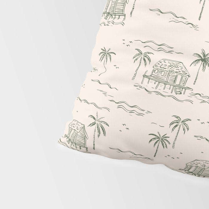 Vintage palm tree beach house pattern Pillow Sham Gallery Image 4