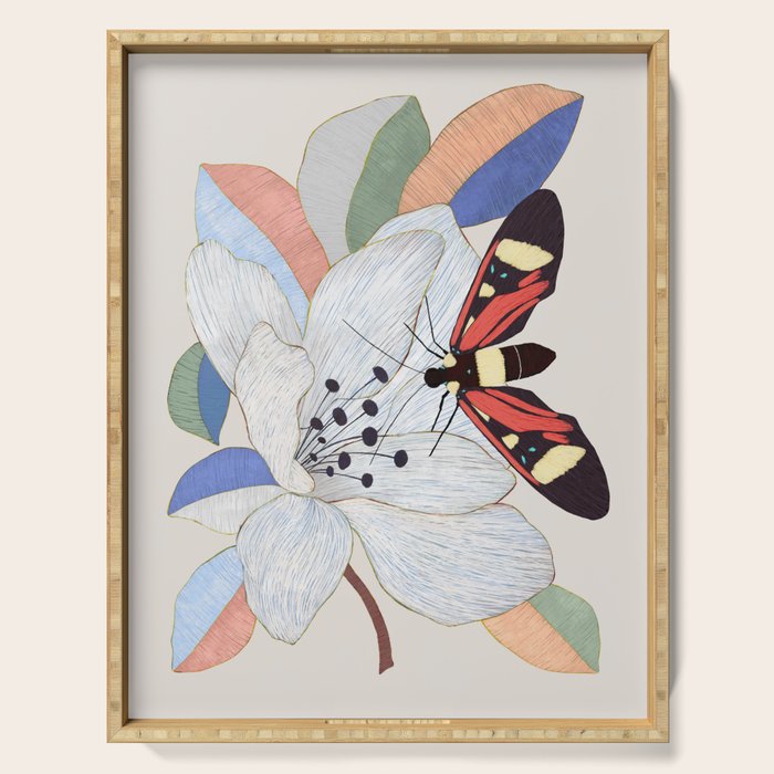 Magnolia flower and insect Serving Tray Gallery Image 1