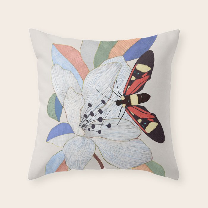 Magnolia flower and insect Throw Pillow Gallery Image 6