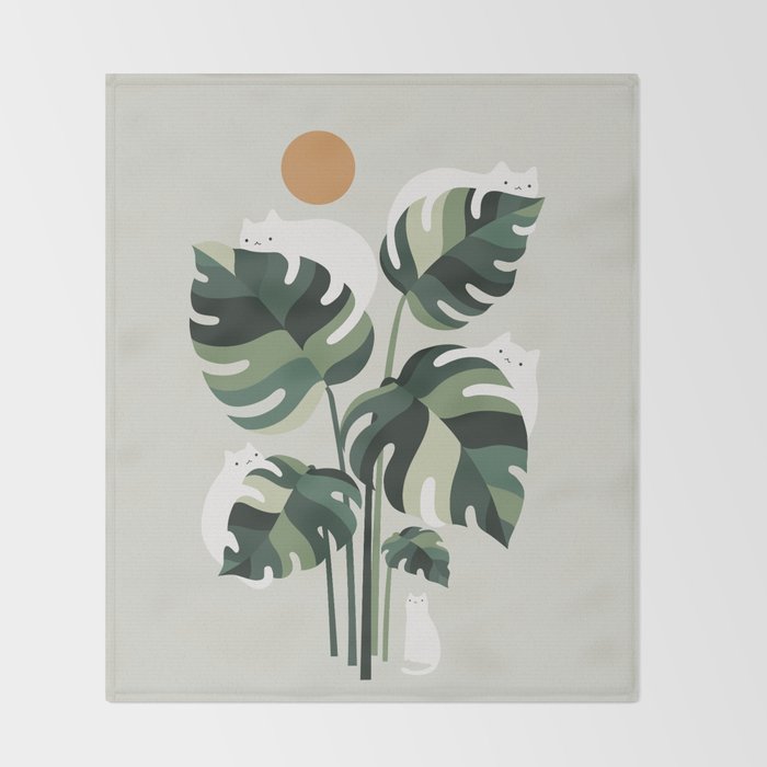 Cat and Plant 11 Throw Blanket Gallery Image 2