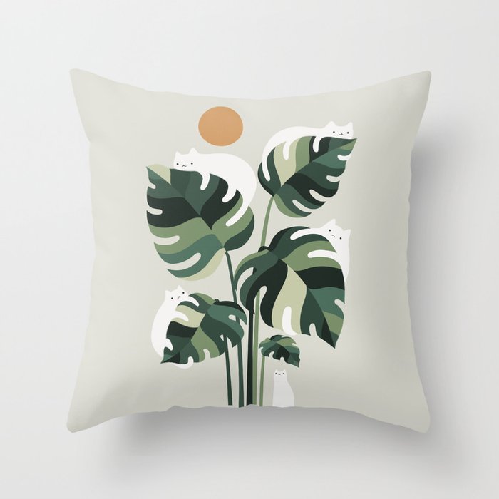 Cat and Plant 11 Throw Pillow Gallery Image 6