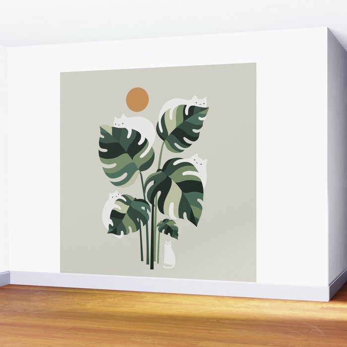 Cat and Plant 11 Wall Mural Gallery Image 2