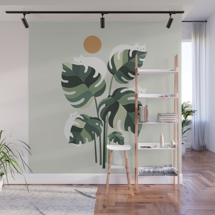 Cat and Plant 11 Wall Mural Gallery Image 1