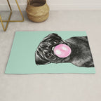 Bubble Gum Black Pug in Green Rug Gallery Image 1