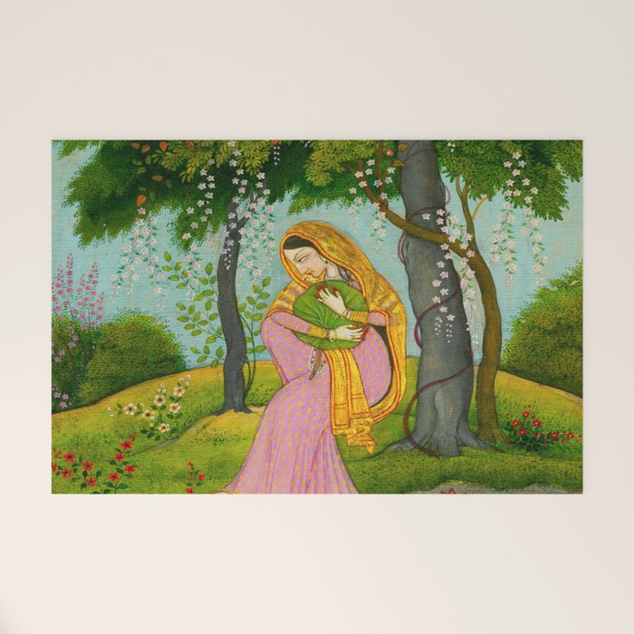 Love-Torn Heroine Indian Miniature Painting  Welcome Mat Gallery Image 1