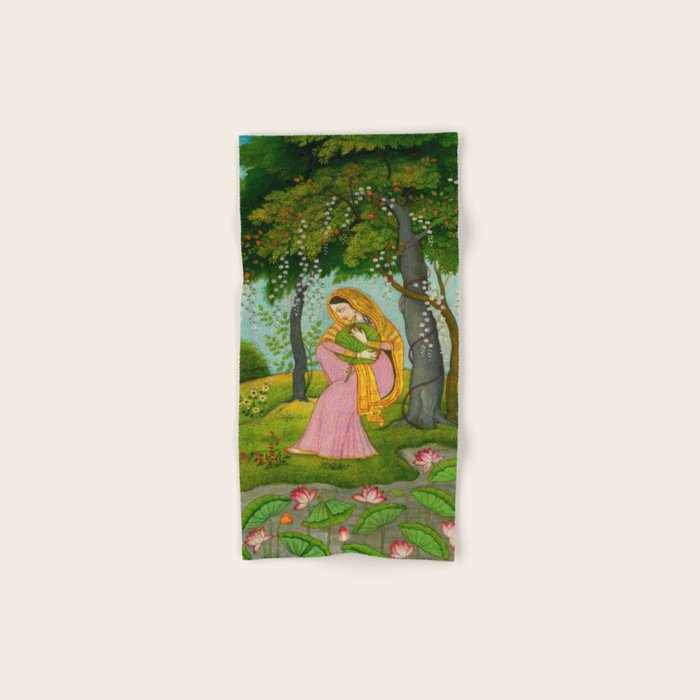 Love-Torn Heroine Indian Miniature Painting  Bath Towel Gallery Image 1