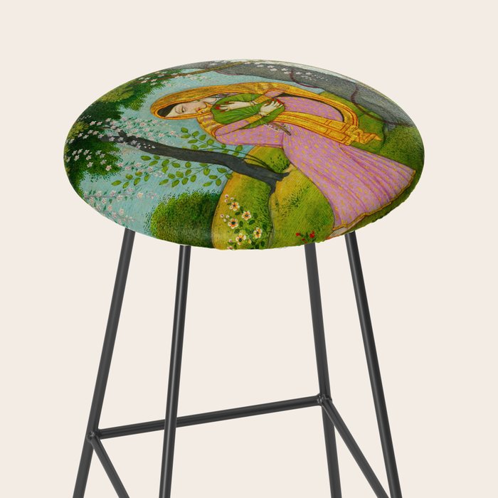 Love-Torn Heroine Indian Miniature Painting  Stool Gallery Image 2