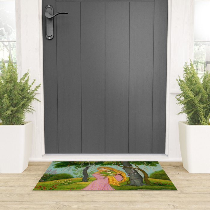 Love-Torn Heroine Indian Miniature Painting  Welcome Mat Gallery Image 3