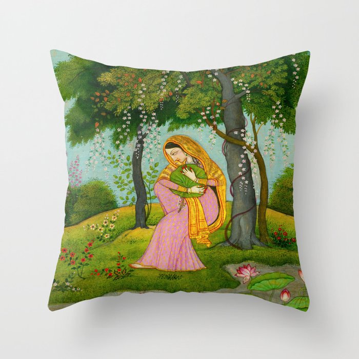 Love-Torn Heroine Indian Miniature Painting  Throw Pillow Gallery Image 6