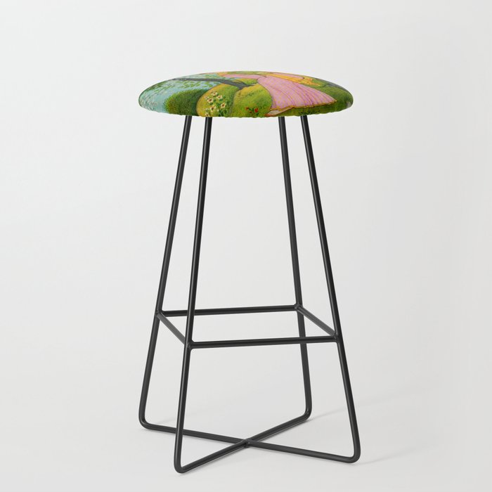 Love-Torn Heroine Indian Miniature Painting  Stool Gallery Image 1