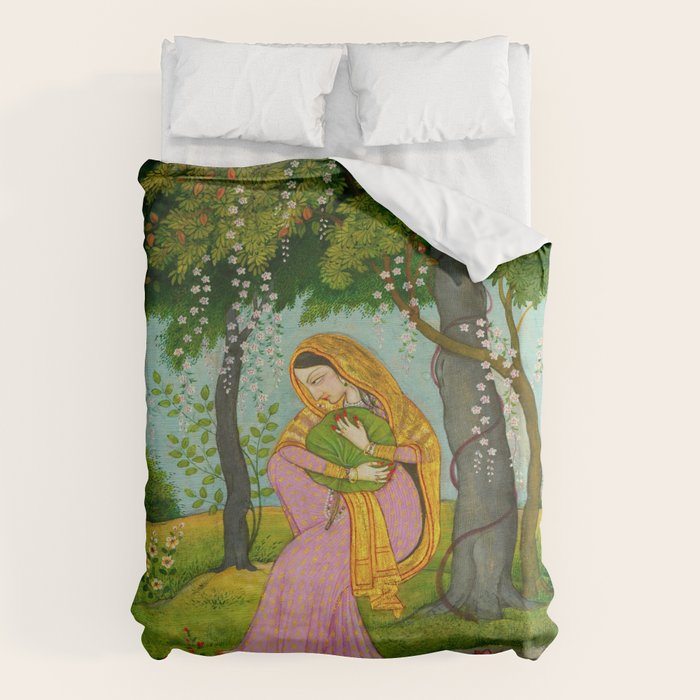 Love-Torn Heroine Indian Miniature Painting  Duvet Cover Gallery Image 6