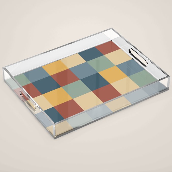 Bold Colorful Checks Pattern - Large IX Acrylic Tray Gallery Image 1