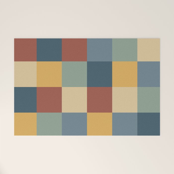 Bold Colorful Checks Pattern - Large IX Welcome Mat Gallery Image 1