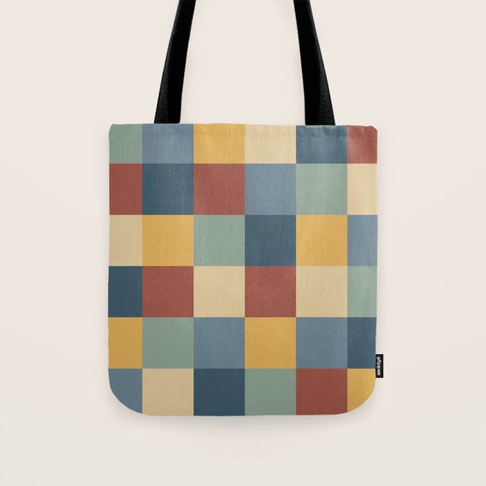 Bold Colorful Checks Pattern - Large IX Tote Bag Gallery Image 1