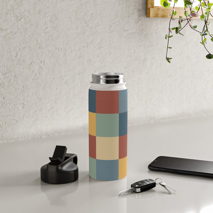 Bold Colorful Checks Pattern - Large IX Water Bottle Gallery Image 4