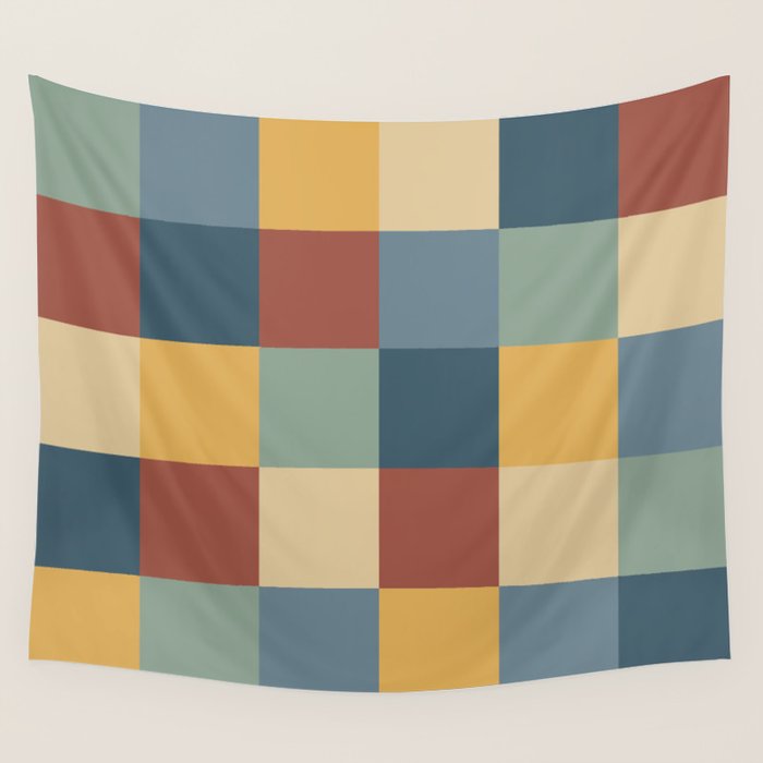 Bold Colorful Checks Pattern - Large IX Wall Tapestry Gallery Image 1